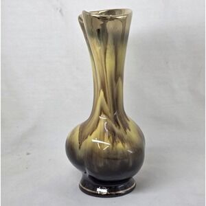 BAY KERAMIK MID-CENTURY BROWN DRIP GLAZE BUD VASE GERMANY